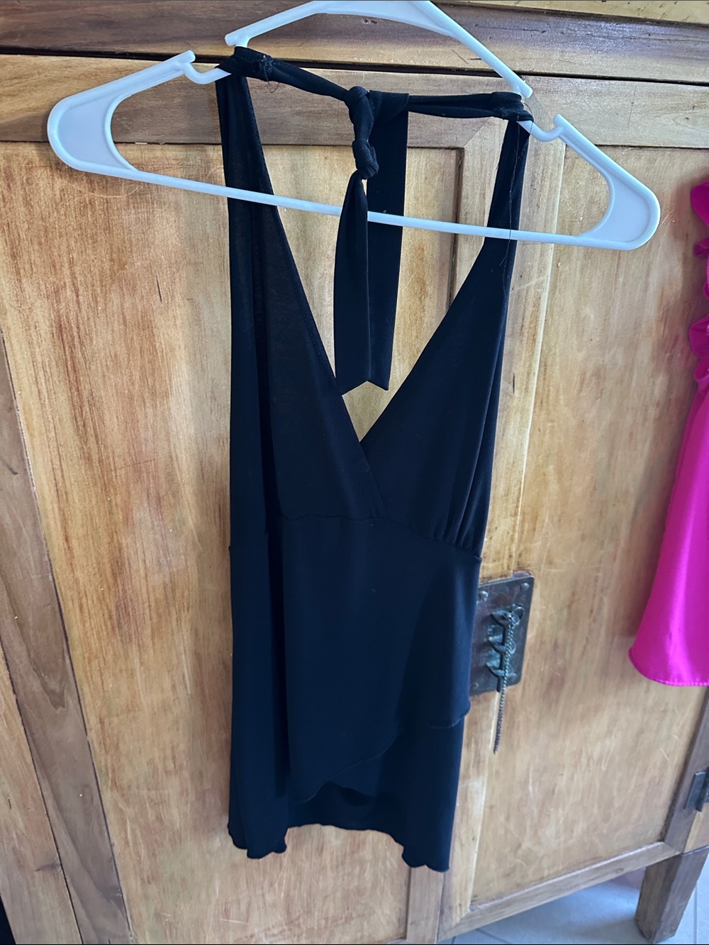 Black Halter V-Neck Layered Mini Dress